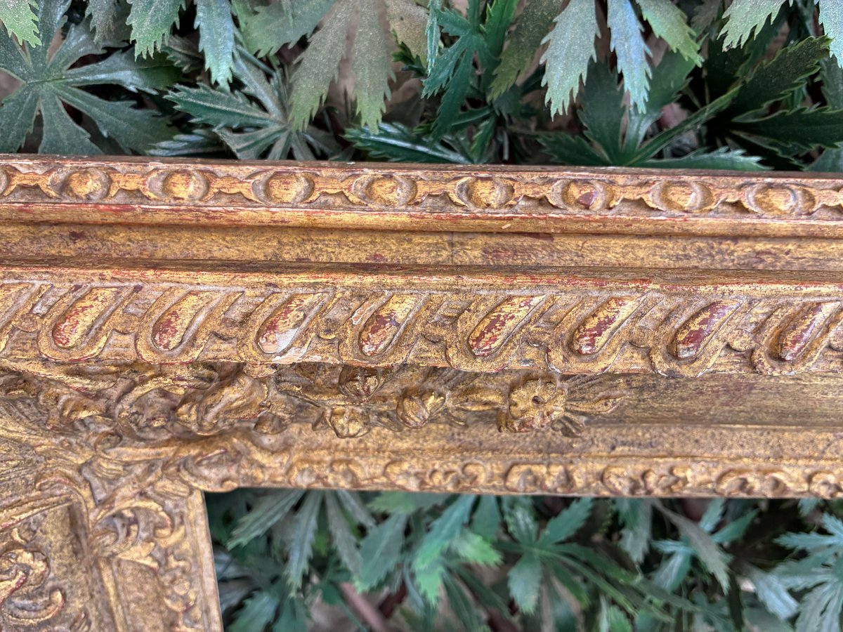 20th-century Carved And Gilded Wooden Frame.-photo-4