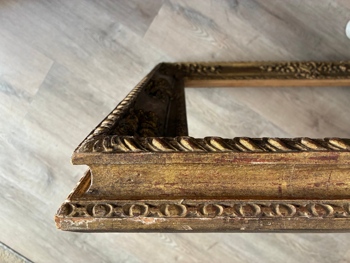 20th-century Carved And Gilded Wooden Frame.-photo-7