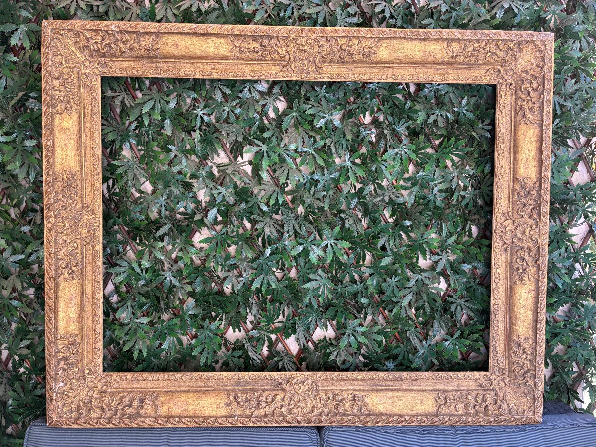20th-century Carved And Gilded Wooden Frame.-photo-8