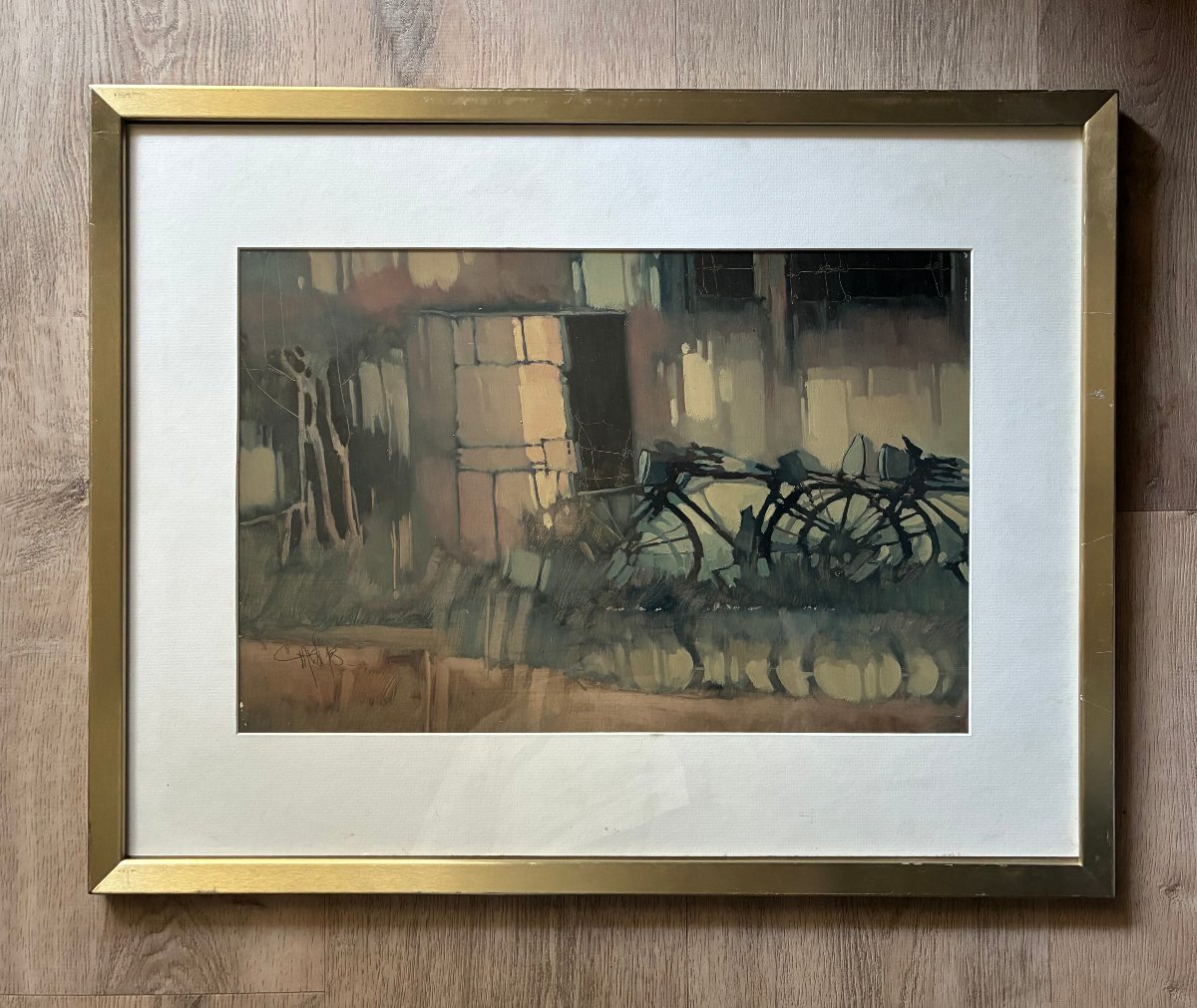 Bicycles. 20th-century Oil Painting. Signed?-photo-6