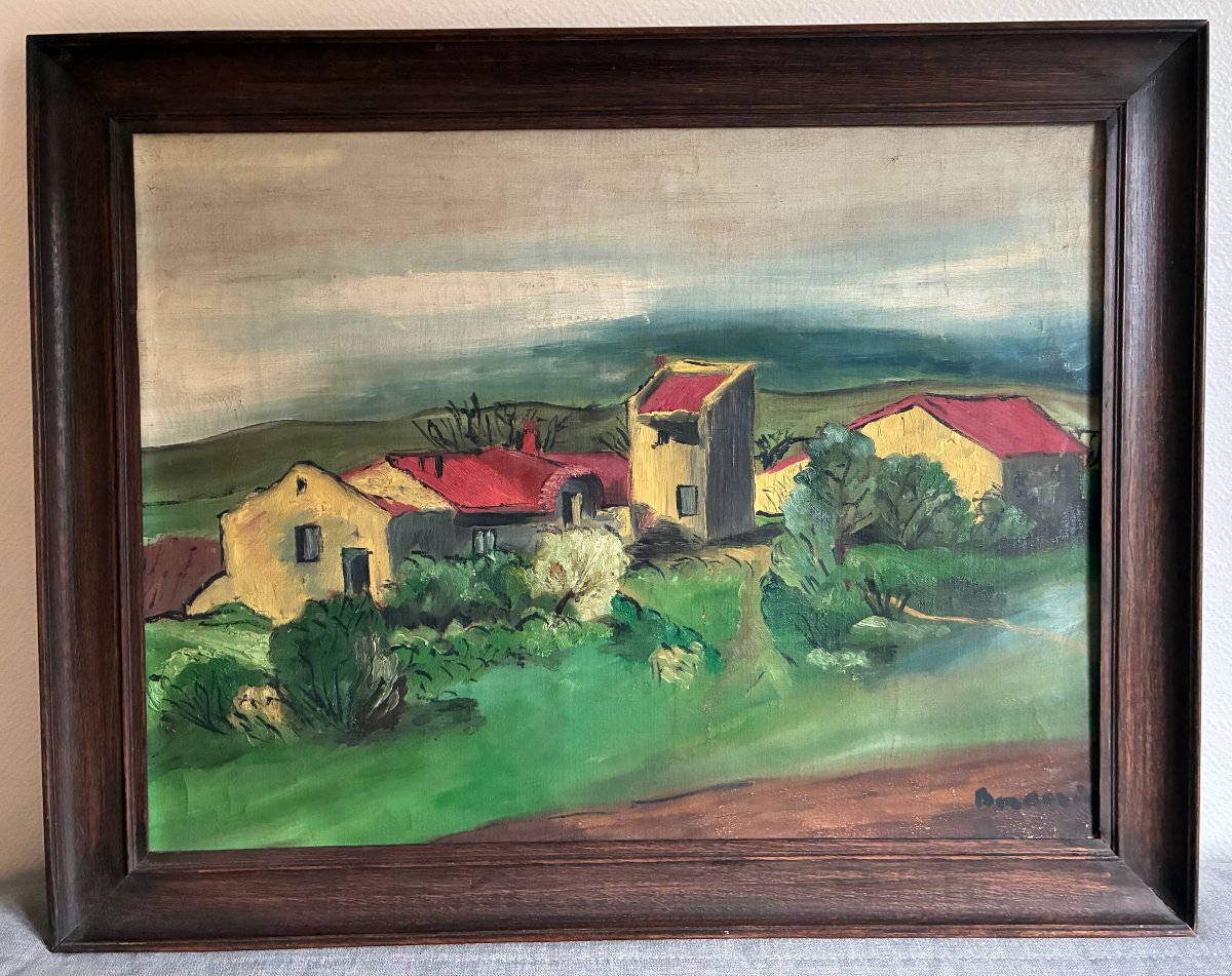 The Farm.  Circa 1940. Signed  ? In The Lower Right Corner-photo-2