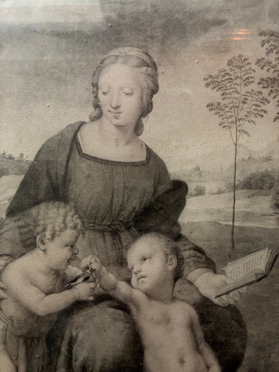 The Madonna And The Goldfinch, After Raphael. An 18th-century Drawing After Raphael.-photo-5