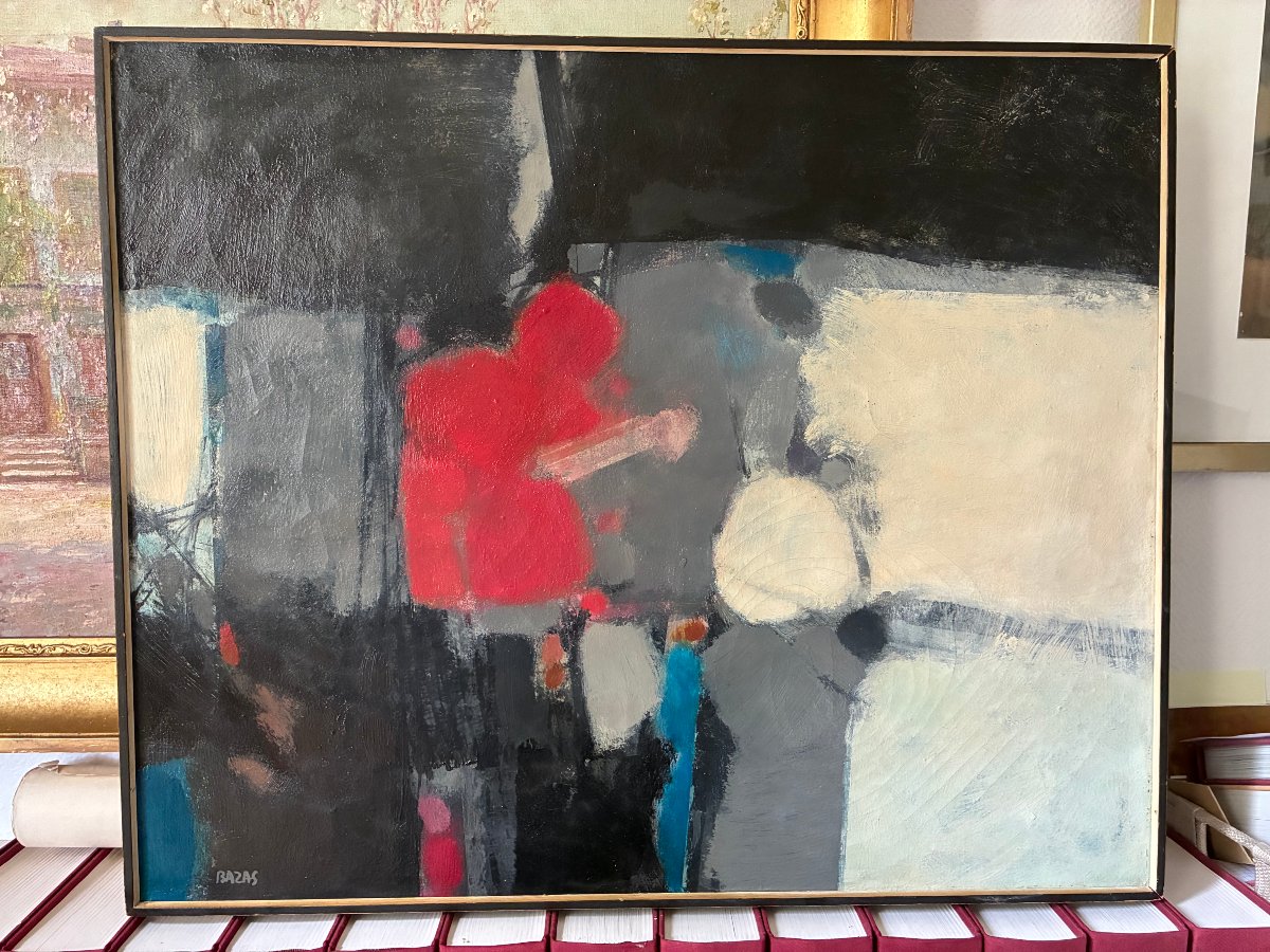  Painting. Abstract Composition, Circa 1960–70. Signed "bazas." 