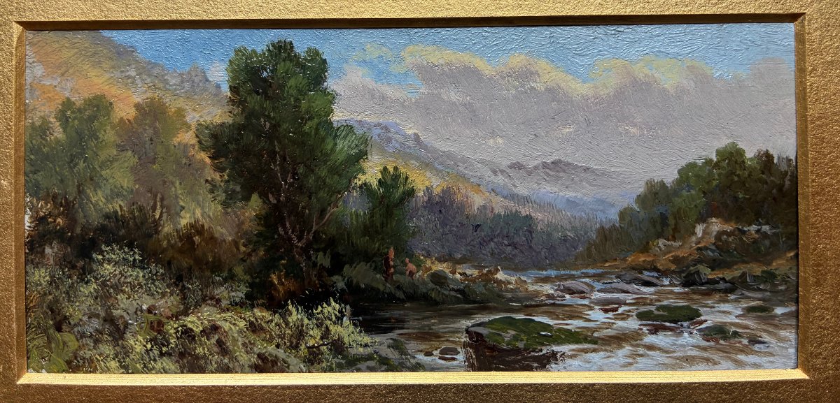 Four Small Landscapes Of England. 19th Century. Oil Paintings.-photo-1