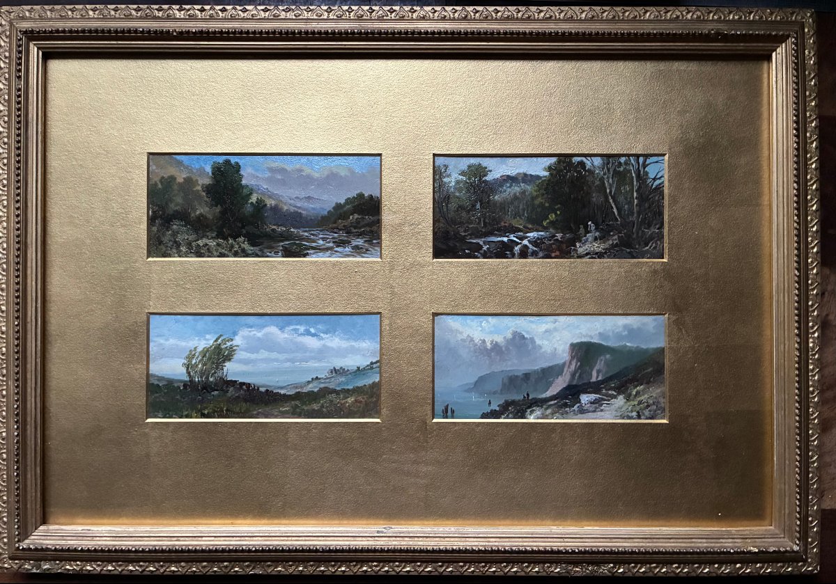 Four Small Landscapes Of England. 19th Century. Oil Paintings.-photo-6