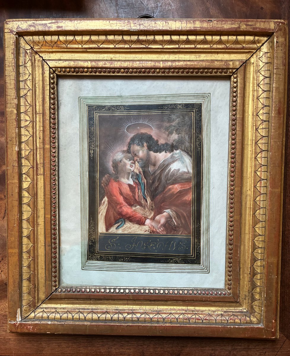 Pair Of 18th-century Baroque Paintings (italian Gouaches) On Vellum. -photo-7