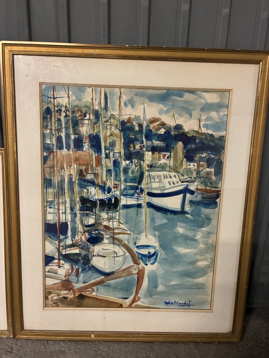 Three Watercolors. Pierre Gaillardot. (1910–2002). French.-photo-4