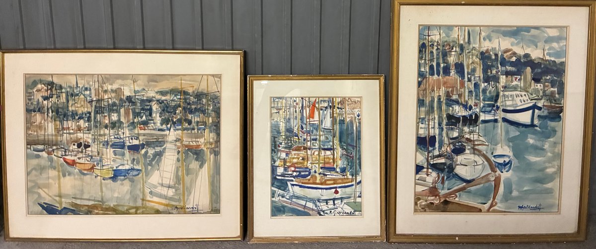 Three Watercolors. Pierre Gaillardot. (1910–2002). French.
