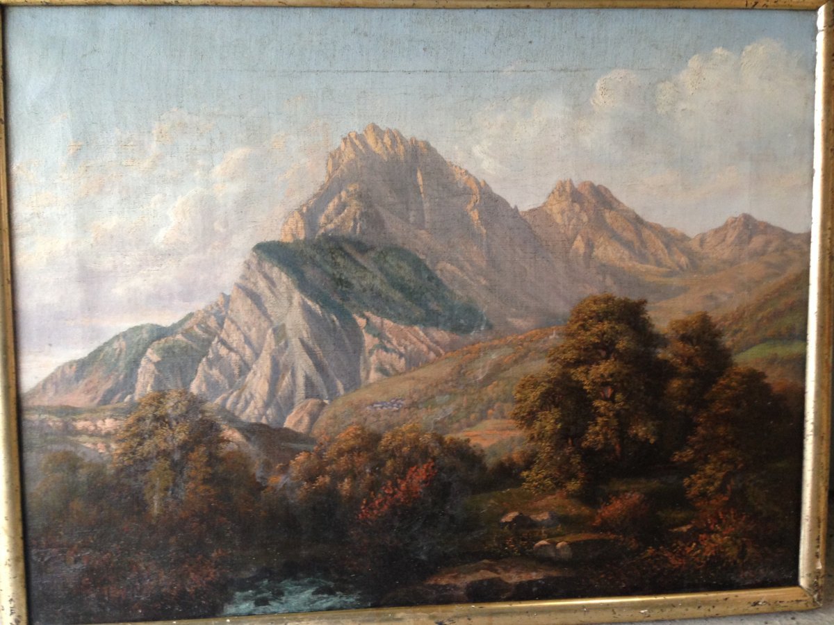 Paysage De  Montagnes . Tout Début 19ème Siècle