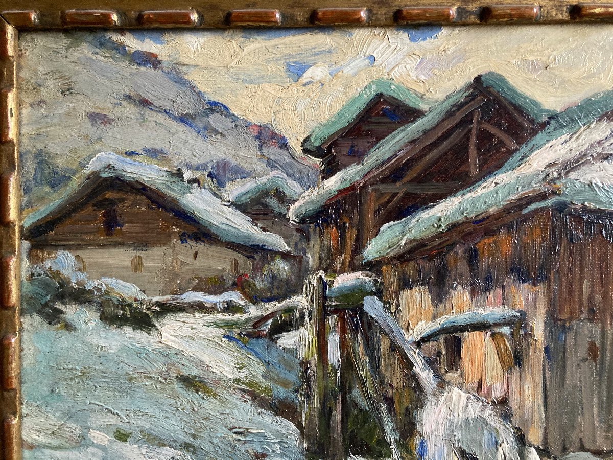 Snowy Village. Clovis Terraire. Nineteenth Century.-photo-3