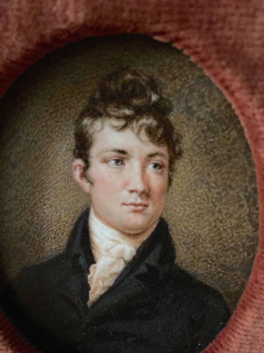 Miniature Circa 1810. Portrait Of Young Man.-photo-2