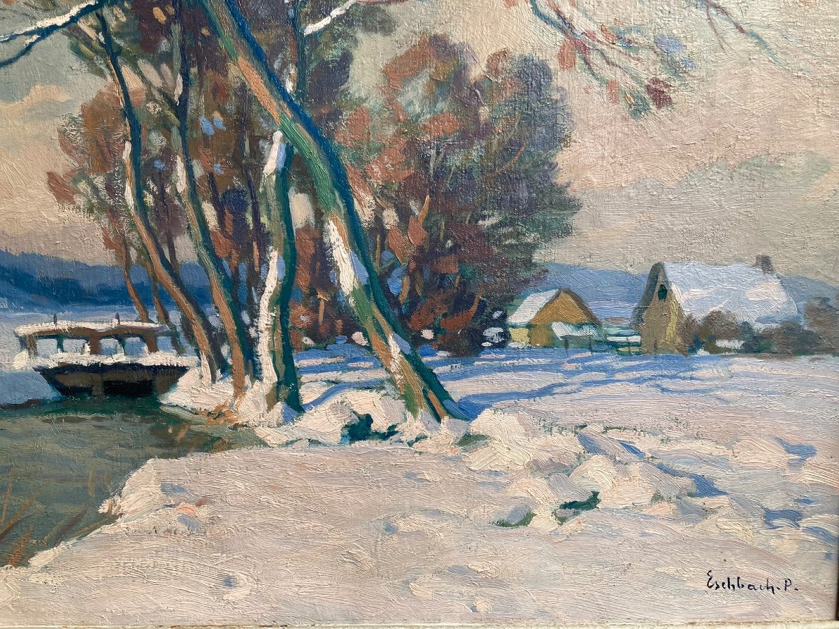 Paysage De La Côte D’or. Paul Eschbach. ( 1881- 1961 ). école Française.-photo-1