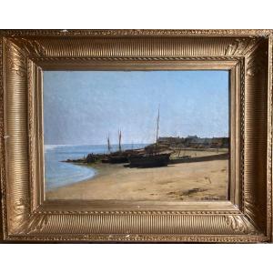 Calm Morning On A Small Breton Port. Eugene Tanguy. (1830-1899).