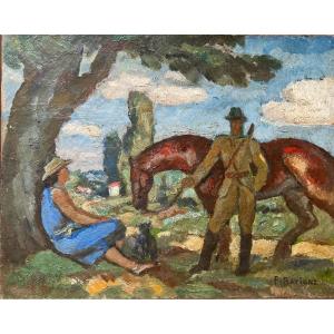 The Encounter. Canvas By François Victor Batigne. (1881-1954).