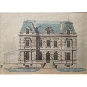 Projet D’ Architecture XIXème Siècle. Aquarelle.