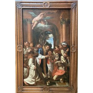 The Communion Of Saint Jerome. Follower Of Carracci. Italian School From The 17th Century.