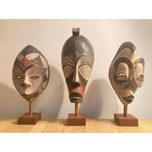 Three Fang Masks From Cameroon. 20th Century.