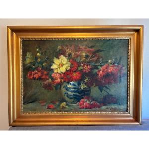Les dahlias. Marcel de Chollet. (1855-1924).