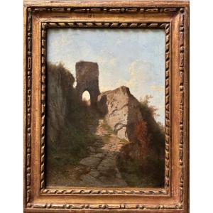 Le Passage sous la tour. CASTAN Gustave. (1823-1892).