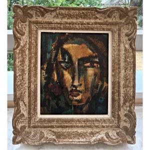 Small Modernist Portrait. Painting From The 1940s. Unsigned.