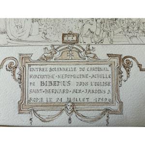 Pen And Wash. Important 20th-century Drawing. Historical Scene From The 18th Century.