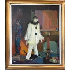Harlequin And Pierrot In A Painter's Studio.