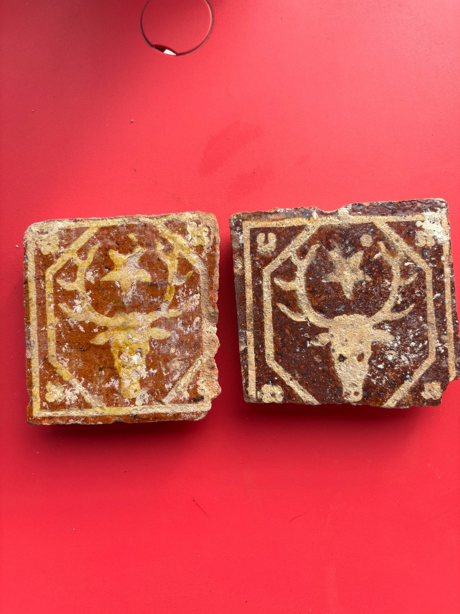 Glazed Terracotta Tiles Bearing The Coat Of Arms Of Pierre De Nivelle, Abbot Of Cîteaux. 1625-1635