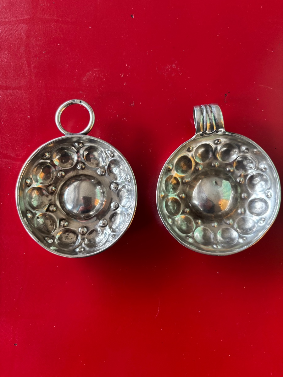 "two Silver Wine Tasters With Minerva Hallmarks" 