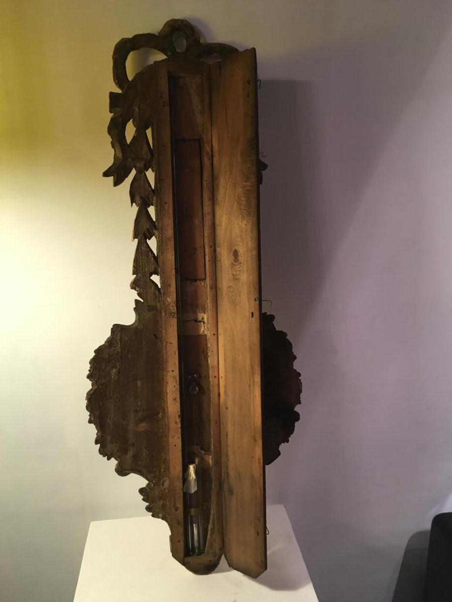"grand Baromètre En Bois Doré XVIIl Siecle "-photo-4