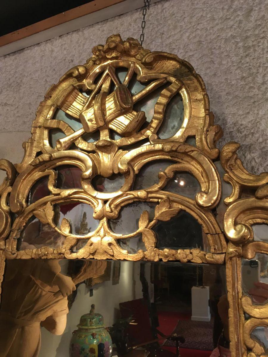 "xviii Century Provençal Mirror In Golden Wood"-photo-2