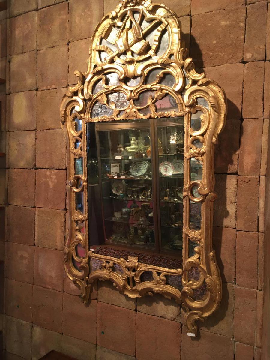"xviii Century Provençal Mirror In Golden Wood"-photo-2