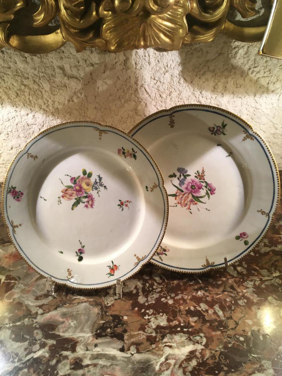 "plates Pair Of Porcelain, Paris End XVIII"-photo-3