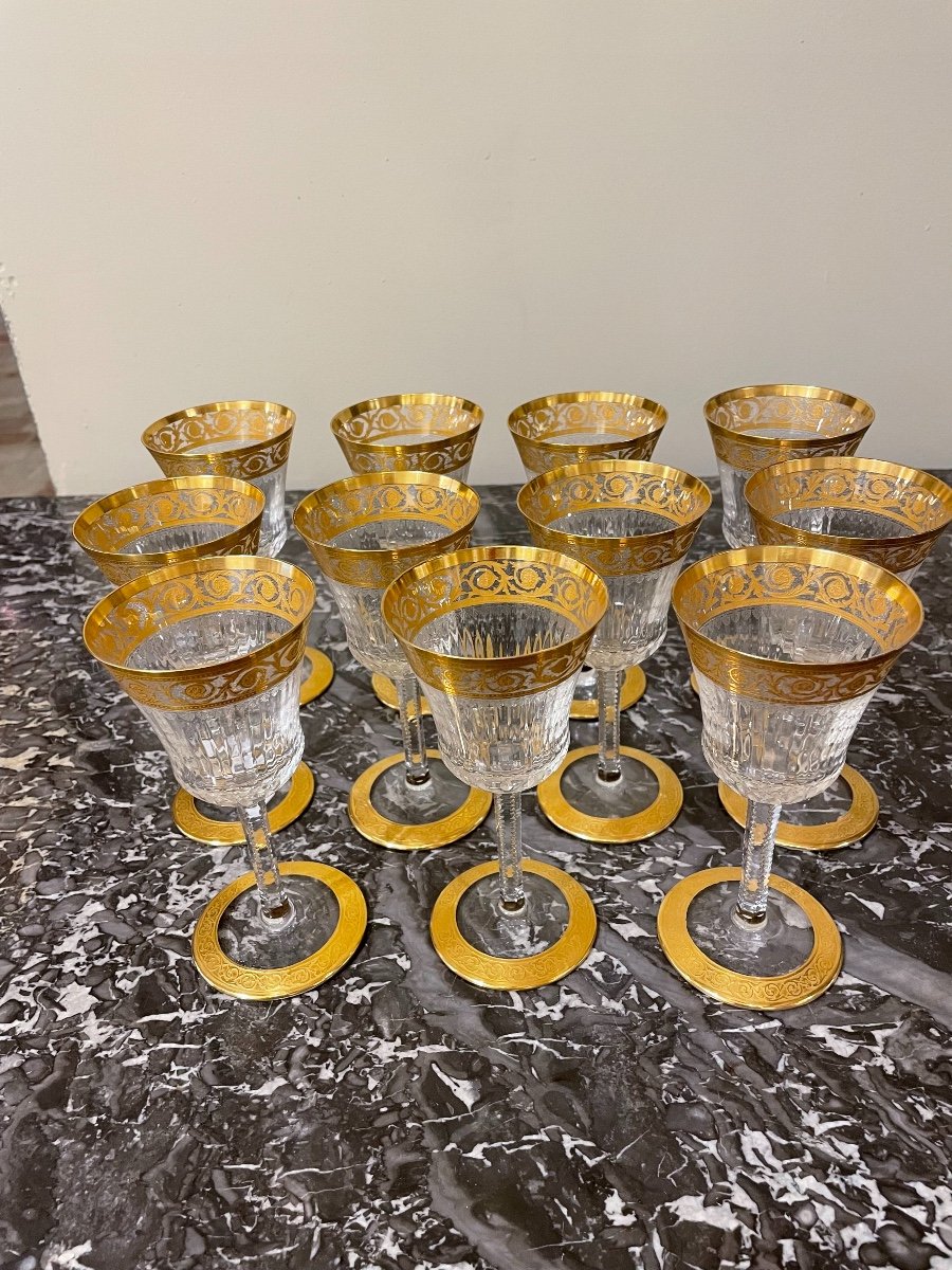 Verres Cristal De Saint Louis Modèle Thistle Or -photo-4