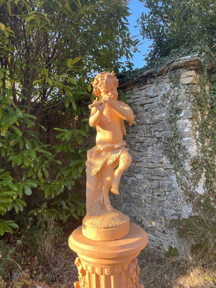 Statue et Colonne Gossin Frs Paris « faune à La Flûte « -photo-4