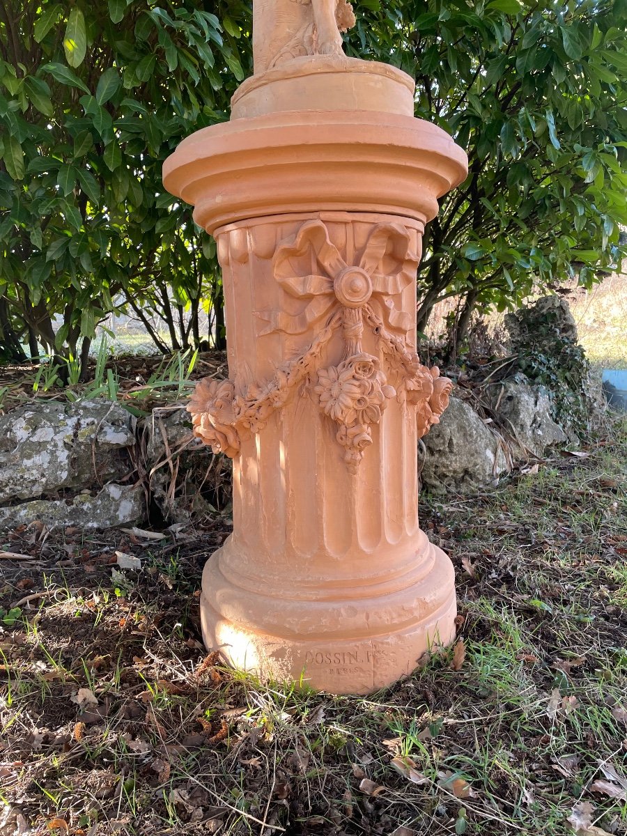 Statue et Colonne Gossin Frs Paris « faune à La Flûte « -photo-3