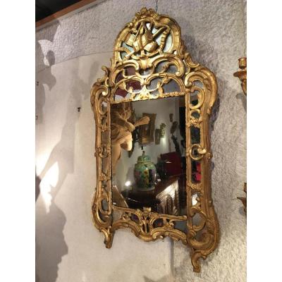 "Miroir de Beaucaire En Bois Doré " Époque XVIII siècle 