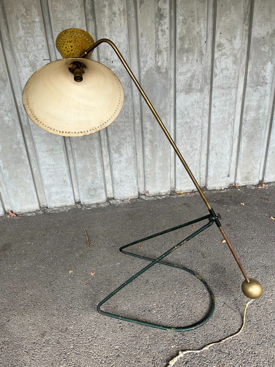 Rare Lampadaire 1950 Balancier Dlg Mathieu , Guariche-photo-2