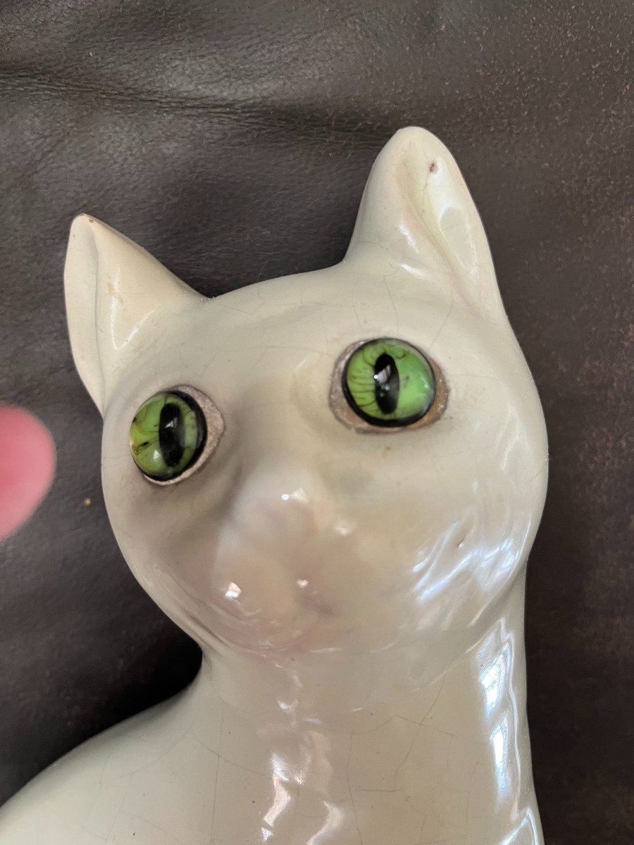 Ceramic Cat By Emile Galle. Rare Color. Authentic-photo-2