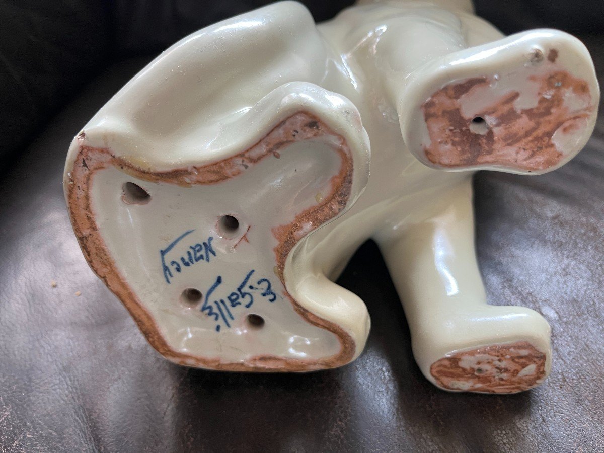 Ceramic Cat By Emile Galle. Rare Color. Authentic-photo-4