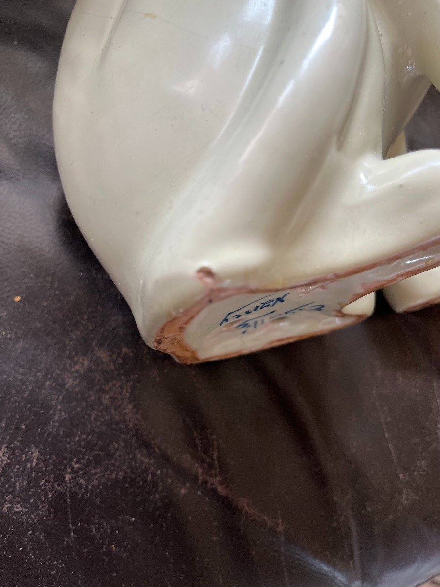 Ceramic Cat By Emile Galle. Rare Color. Authentic-photo-5