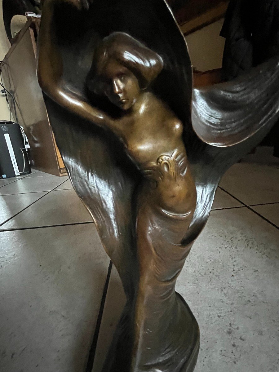 Rare Bronze 1900 Art Nouveau Loie Fuller Micael Levy-photo-2