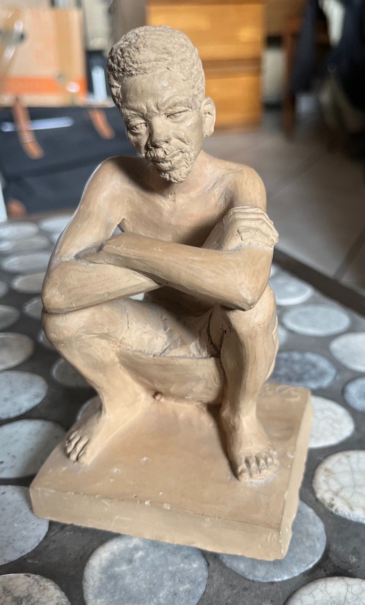 sujets AFRICANISTE terre cuite ORIGINALE signées 1930 art deco-photo-3