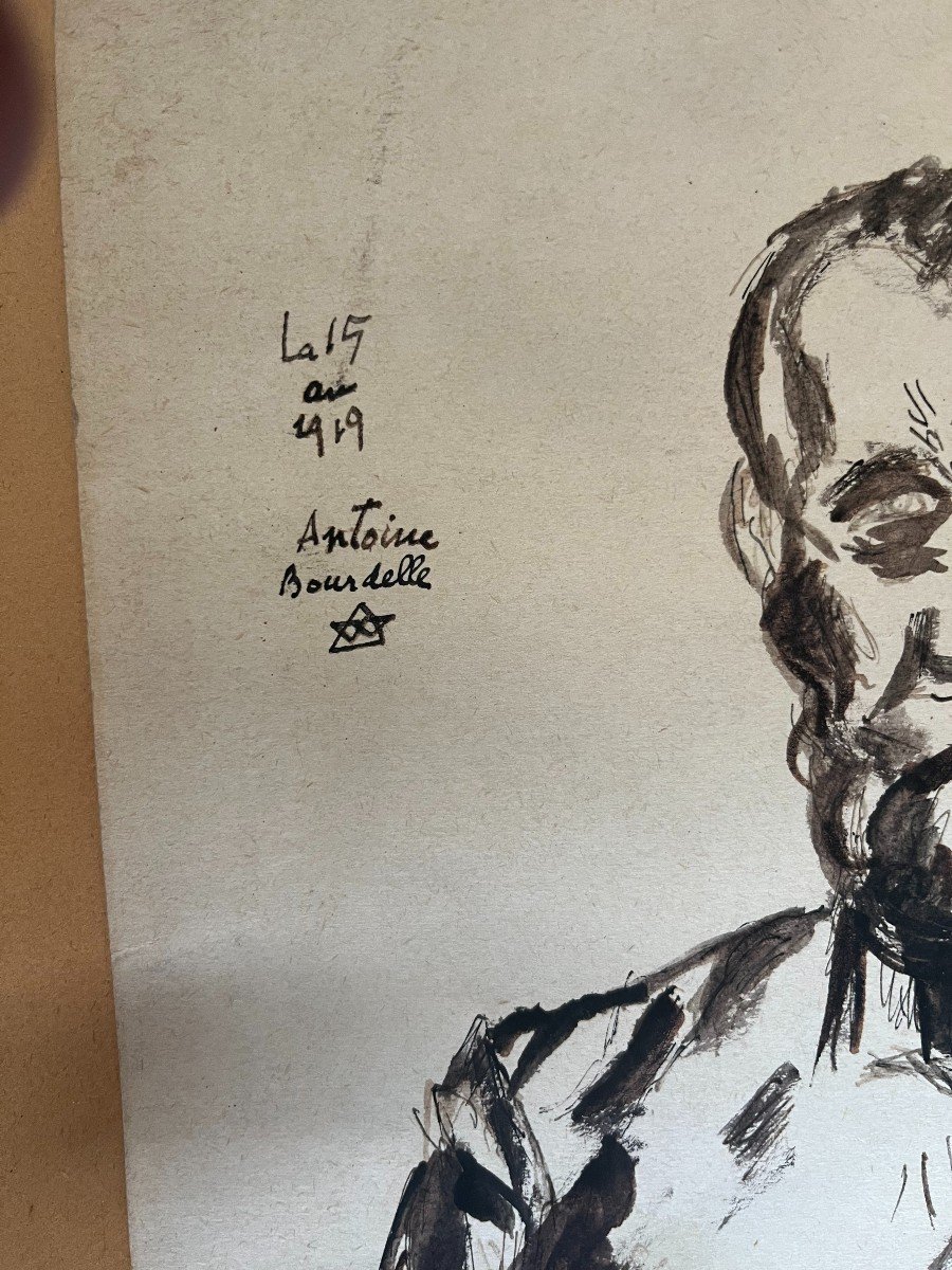émile Antoine Bourdelle (1861-1929): Drawing Dated 1919-photo-3