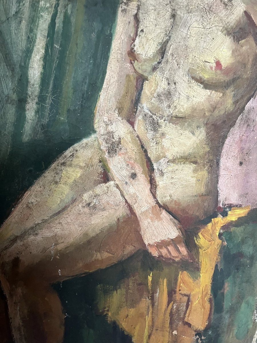 Victor Tardieu (1870-1937): "seated Woman" Oil On Canvas-photo-2