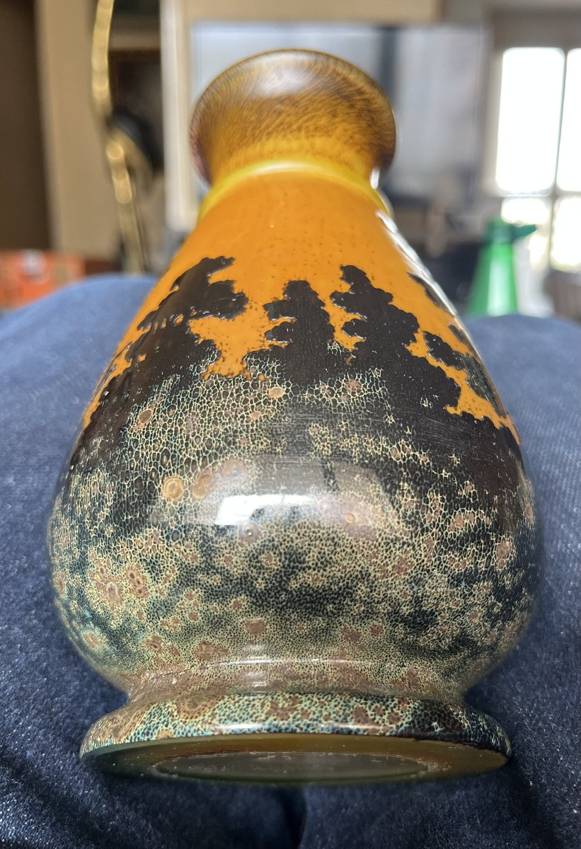 Beautiful Emile Galle Vase. Decorated With "symbolist" Enamel Trees.-photo-2