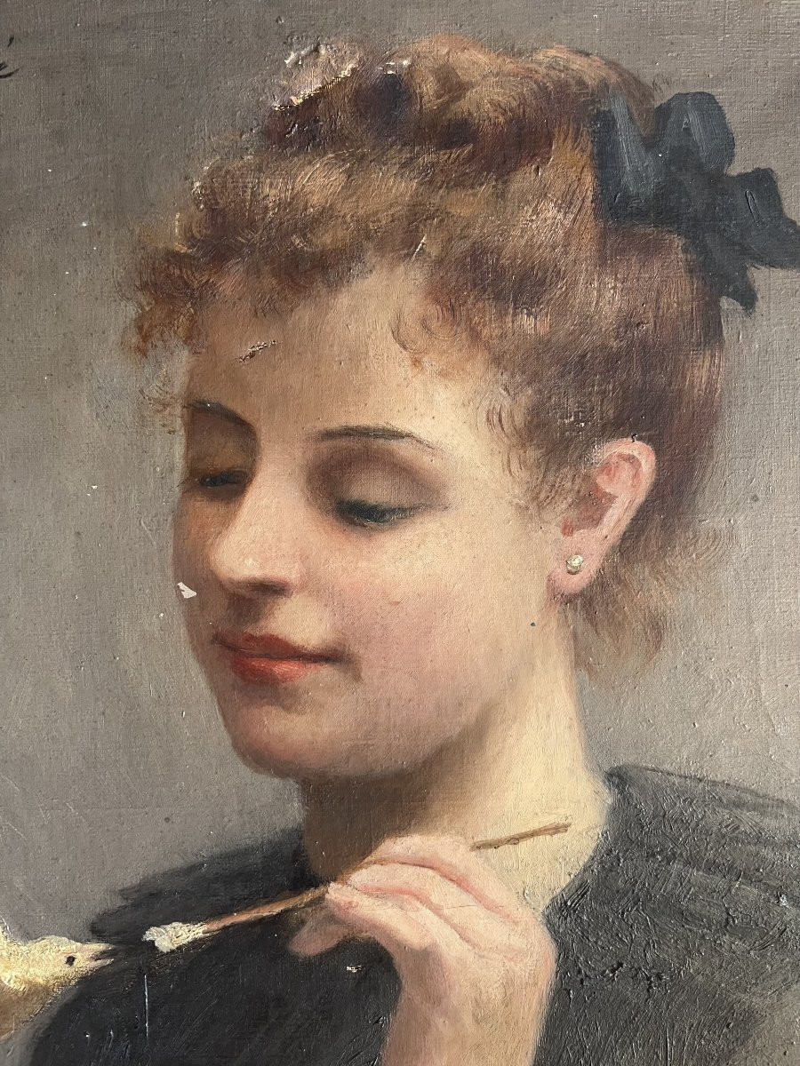 BEAU tableau Louise Amélie LANDRÉ (1852-?) -photo-3