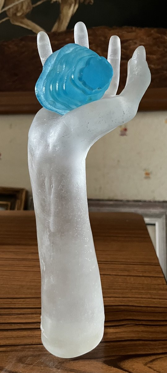 Rare Surrealist Sculpture In Pâte De Cristal By Milvia Maglione And Daum-photo-2