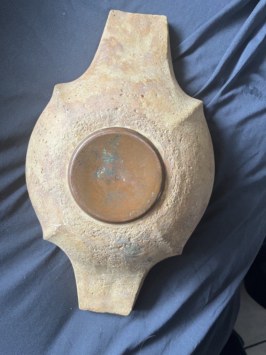 Beautiful And Rare 1900/1920 Bowl. Tinted Concrete? And Enamel? -photo-1