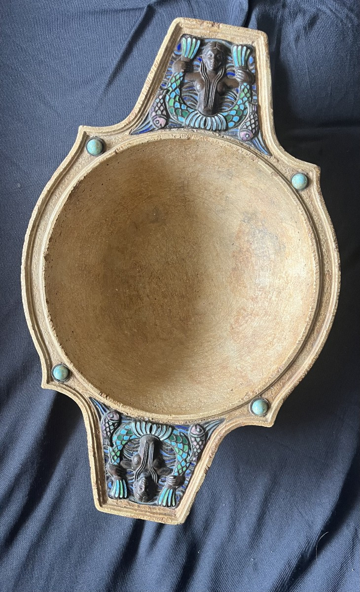 Beautiful And Rare 1900/1920 Bowl. Tinted Concrete? And Enamel? 
