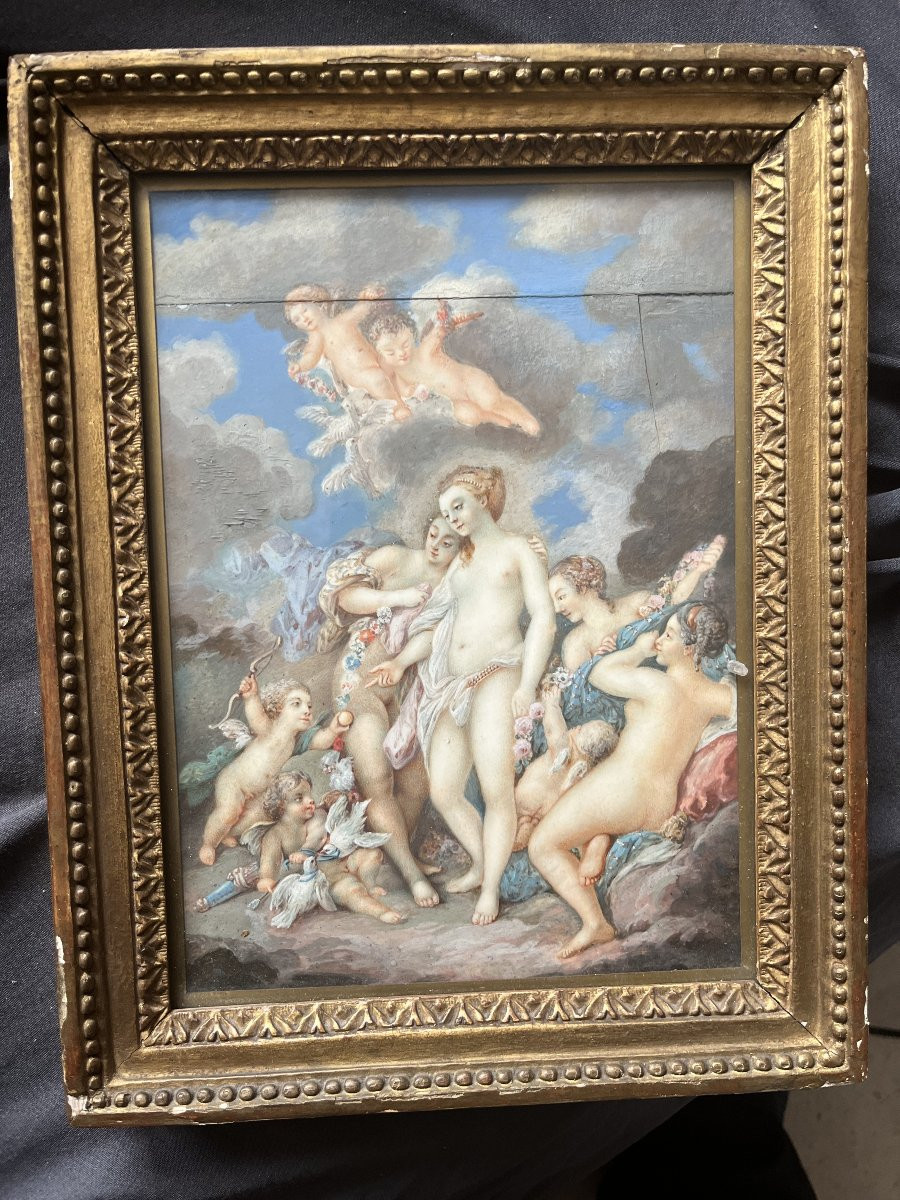 Jacques CHARLIER (c.1720-1790) ? RARE grande peinture sur ivoire-photo-2